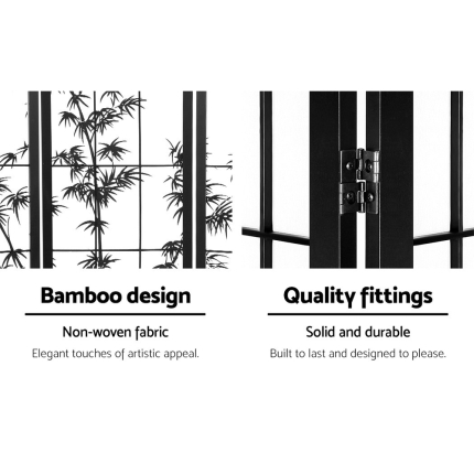 Artiss 8 Panel Room Divider Screen Privacy Dividers Pine Wood Stand Shoji Bamboo Black White - Image 3