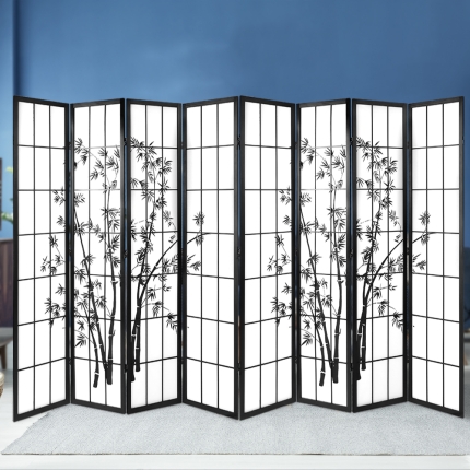 Artiss 8 Panel Room Divider Screen Privacy Dividers Pine Wood Stand Shoji Bamboo Black White - Image 7