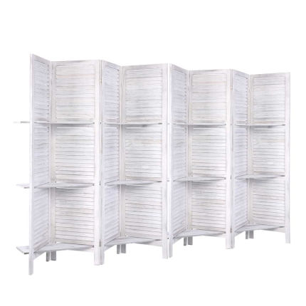 Artiss Room Divider Screen 8 Panel Privacy Foldable Dividers Timber Stand Shelf - Image 3