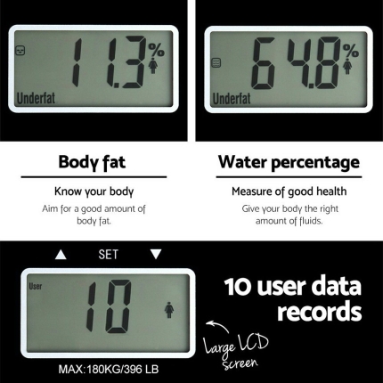 Everfit Bathroom Scales Digital Body Fat Scale 180KG Electronic Monitor Tracker - Image 3
