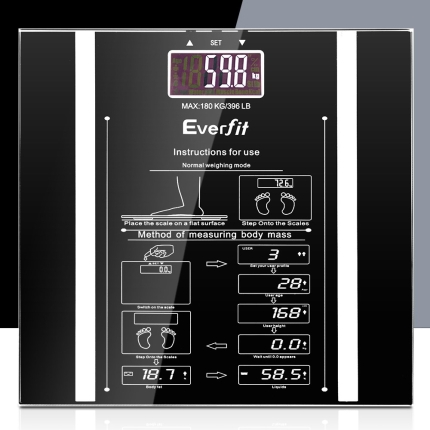 Everfit Bathroom Scales Digital Body Fat Scale 180KG Electronic Monitor Tracker - Image 7