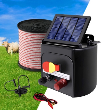 Giantz 3km Solar Electric Fence Energiser Charger with 400M Tape and 25pcs Insulators - Image 7