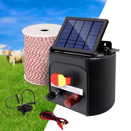 Giantz 5km Solar Electric Fence Energiser Charger with 500M Tape and 25pcs Insulators - Image 7