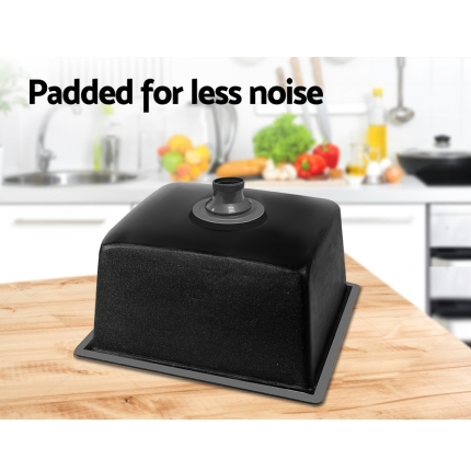 Cefito Kitchen Sink Stone Granite Laundry Top/Undermount Singe Black 450x450mm - Image 6