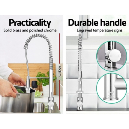 Cefito Kitchen Tap Mixer Faucet Taps Pull Out Laundry Bath Sink Brass Watermark - Image 4