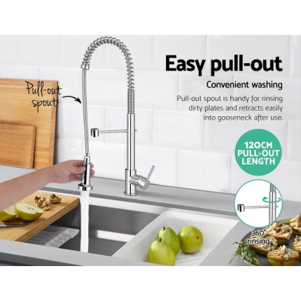 Cefito Kitchen Tap Mixer Faucet Taps Pull Out Laundry Bath Sink Brass Watermark - Image 5