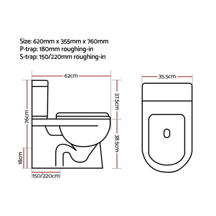 Cefito Back to Wall Toilet Suite Rimless Flush Soft Close P S Trap Ceramic WELS Bathroom White