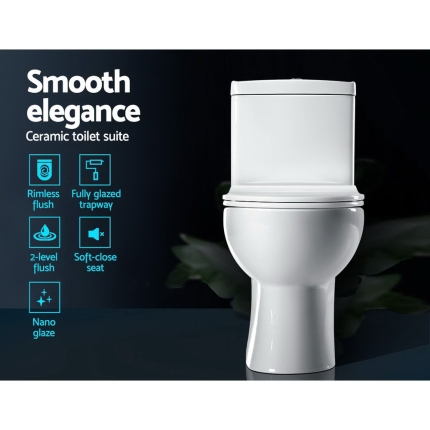 Cefito Back to Wall Toilet Suite Rimless Flush Soft Close P S Trap Ceramic WELS Bathroom White
