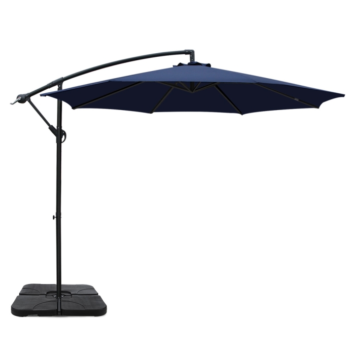 Instahut 3M Umbrella with 50x50cm Base Outdoor Umbrellas Cantilever Sun Stand UV Garden Navy