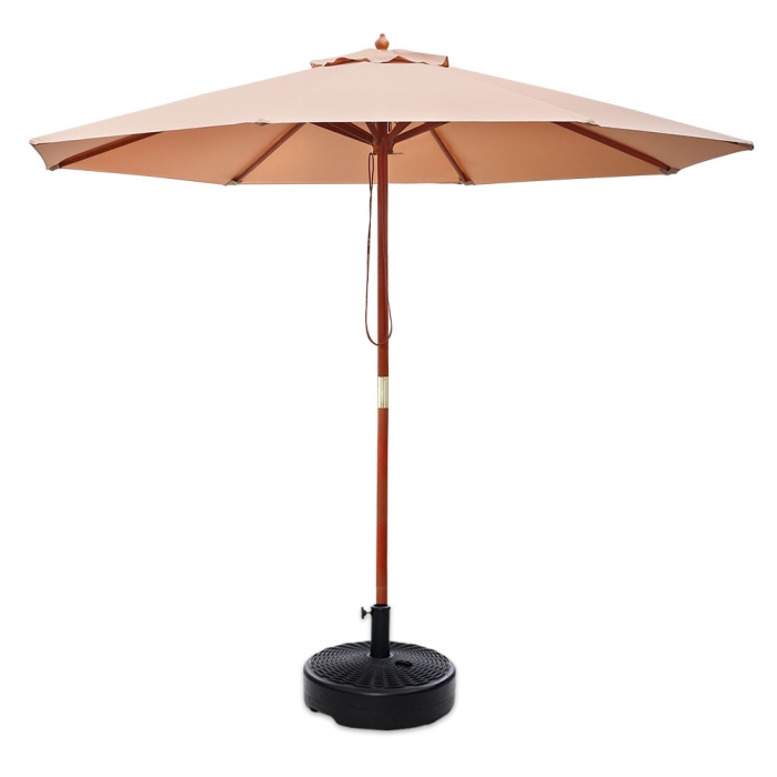 Instahut 2.7M Umbrella with Base Outdoor Pole Umbrellas Garden Stand Deck Beige