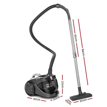 Devanti Vacuum Cleaner Bagless Cyclone Cyclonic Vac Home Office Car 2200W Black - Image 2