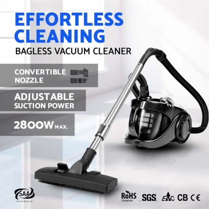 Devanti Vacuum Cleaner Bagless Cyclone Cyclonic Vac Home Office Car 2200W Black - Image 3