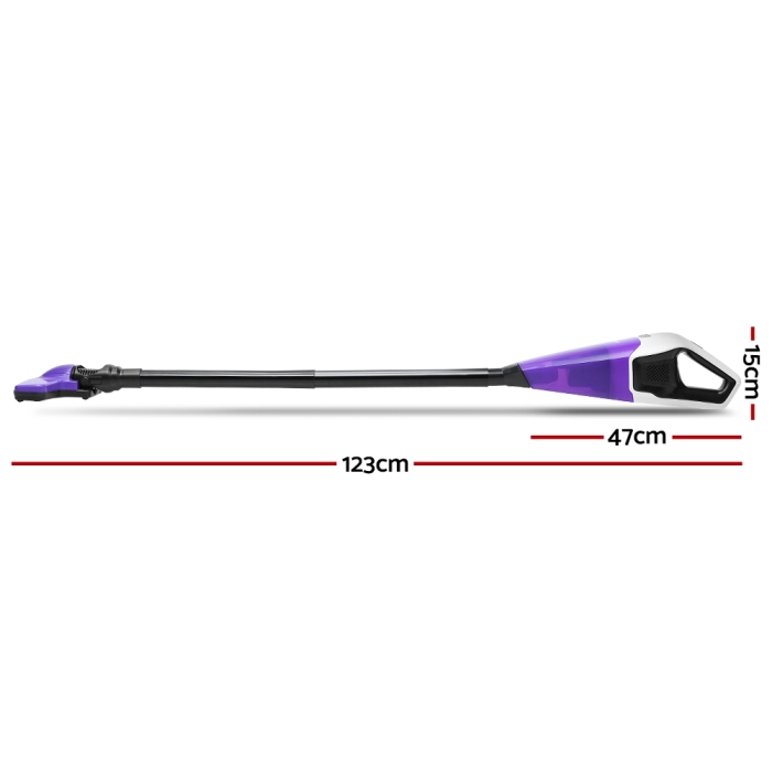 Devanti 120W Cordless Stick Vacuum Cleaner Handheld Handstick Vac Rechargeable Purple and Black