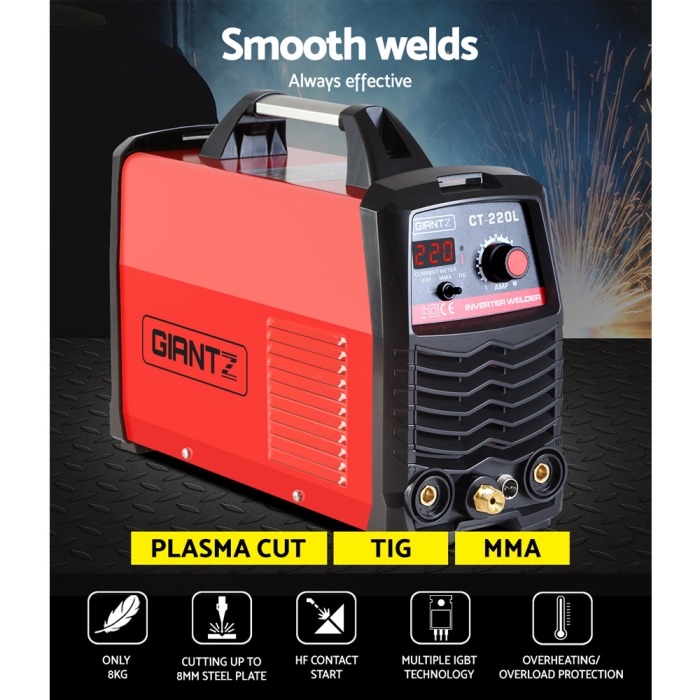 GIANTZ Plasma Cutter TIG GAS IGBT DC Inverter Welder 50A Portable Welding 220Amp