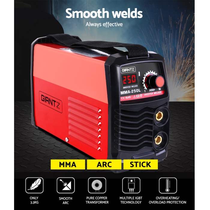 GIANTZ Portable Inverter Welder MMA ARC Stick iGBT DC Welding 10A Plug 250Amp