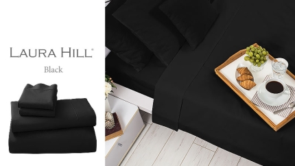 Black Cotton microfibre 500tc 4pc King sheet set - Image 2