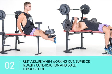 Powertrain Home Gym Workout Bench Press with 45kg Weights - Image 3