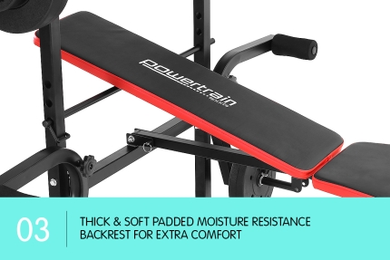 Powertrain Home Gym Workout Bench Press with 45kg Weights - Image 4
