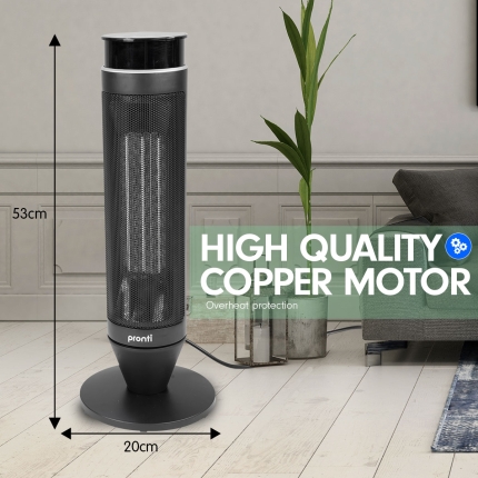 Pronti Electric Tower Heater 2000W Remote Portable - Black - Image 5