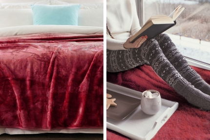 600GSM Large Double-Sided Faux Mink Blanket - Wine Red - Image 5