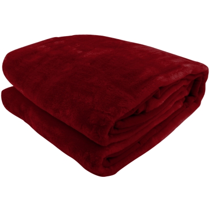 600GSM Large Double-Sided Faux Mink Blanket - Wine Red - Image 3