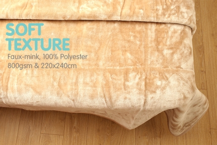 800GSM Heavy Double-Sided Faux Mink Blanket - Beige - Image 4