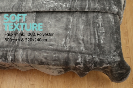 800GSM Heavy Double-Sided Faux Mink Blanket - Silver - Image 5