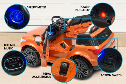 Range Rover Inspired 12v Ride-On Kids Car Remote Control - Orange - Image 7