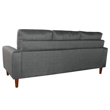 Linen Corner Sofa Couch Lounge Chaise with Wooden Legs - Grey - Image 3