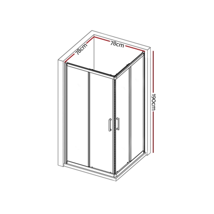 Square Shower Screen Bathroom  - 80cm x 80cm x 190cm - Image 2