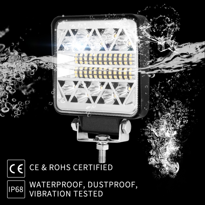 Pair 4inch LED Driving Lights Work Spot Flood Combo Cree Square Offroad 4WD