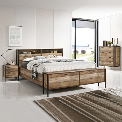 Mascot Oak Colour 4 Pcs Queen Storage Bedroom Suite - Image 2