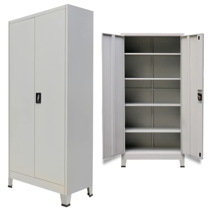Office Cabinet with 2 Doors Steel 90x40x180 cm Grey - Image 7
