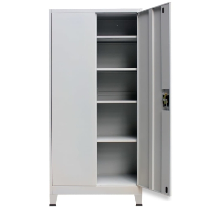 Office Cabinet with 2 Doors Steel 90x40x180 cm Grey - Image 8