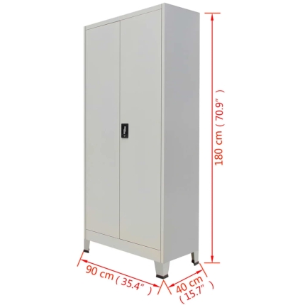 Office Cabinet with 2 Doors Steel 90x40x180 cm Grey - Image 10