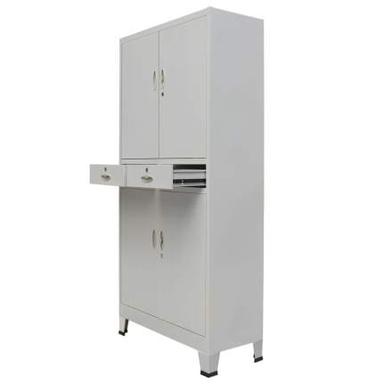 Office Cabinet with 4 Doors Steel 90x40x180 cm Grey - Image 4