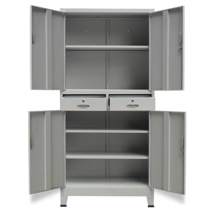 Office Cabinet with 4 Doors Steel 90x40x180 cm Grey - Image 5
