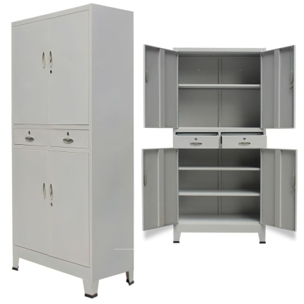 Office Cabinet with 4 Doors Steel 90x40x180 cm Grey - Image 7