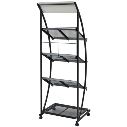 Magazine Rack 47x40x134 cm Black and White A4 - Image 2