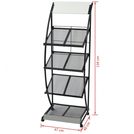 Magazine Rack 47x40x134 cm Black and White A4 - Image 6