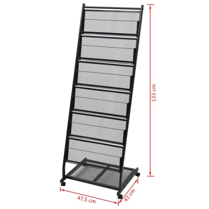 Magazine Rack 47.5x43x133 cm Black A4 - Image 5