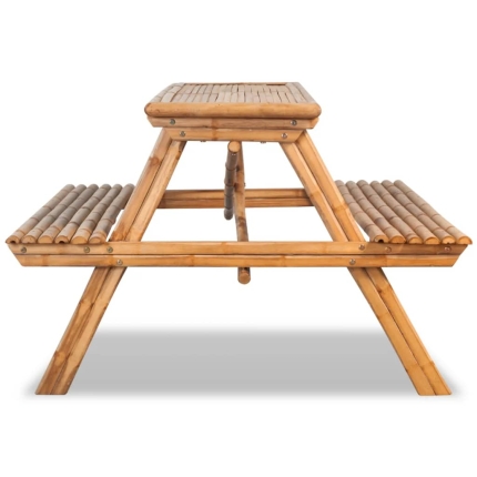 Picnic Table 120x120x78 cm Bamboo - Image 5