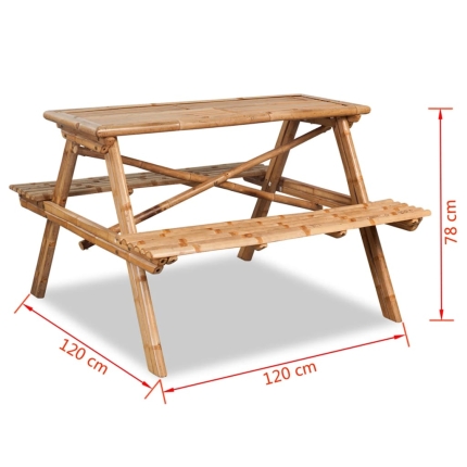 Picnic Table 120x120x78 cm Bamboo - Image 6