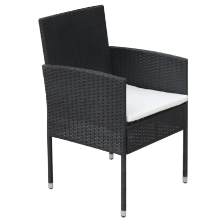 7 Piece Outdoor Dining Set with Cushions Poly Rattan Black - Image 6