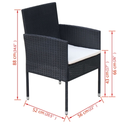 7 Piece Outdoor Dining Set with Cushions Poly Rattan Black - Image 8
