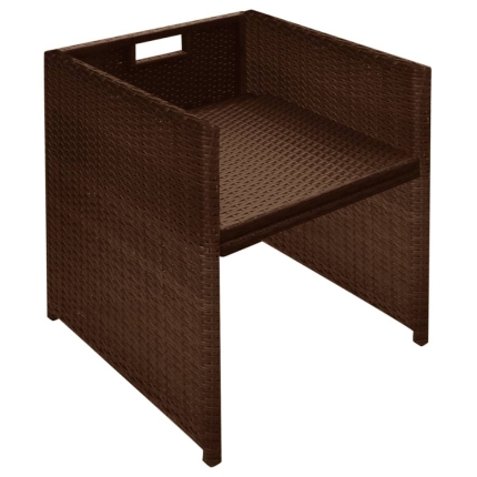 3 Piece Bistro Set with Cushions Poly Rattan Brown - Image 8