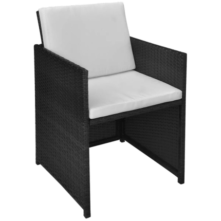 3 Piece Bistro Set with Cushions Poly Rattan Black - Image 8