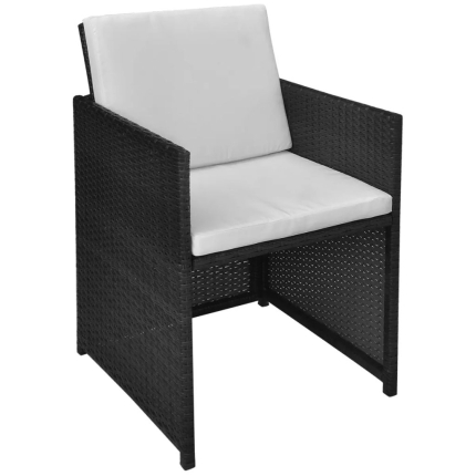 9 Piece Outdoor Dining Set with Cushions Poly Rattan Black - Image 4