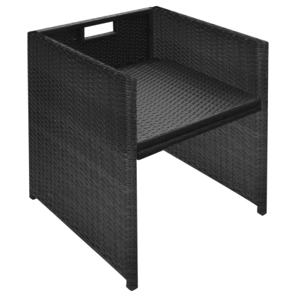 9 Piece Outdoor Dining Set with Cushions Poly Rattan Black - Image 5