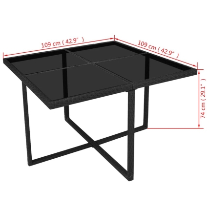9 Piece Outdoor Dining Set with Cushions Poly Rattan Black - Image 6